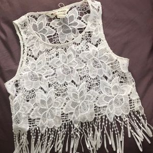 Lace/Sheer White Festival Crop Top